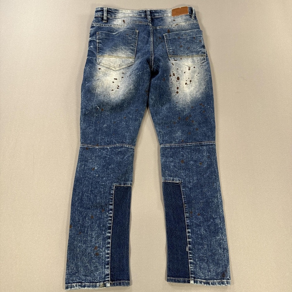 Southpole Jeans Mens 32x32 Medium Wash Blue Skinny Slim Distressed Ripped Knees - Picture 7 of 10